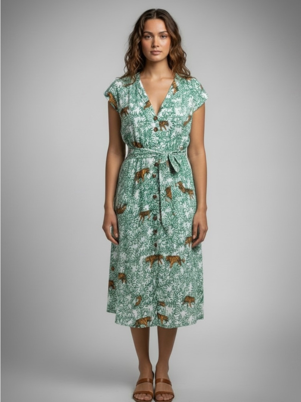 Maeve by Anthropologie Jungle Print Midi Dress – Size 4